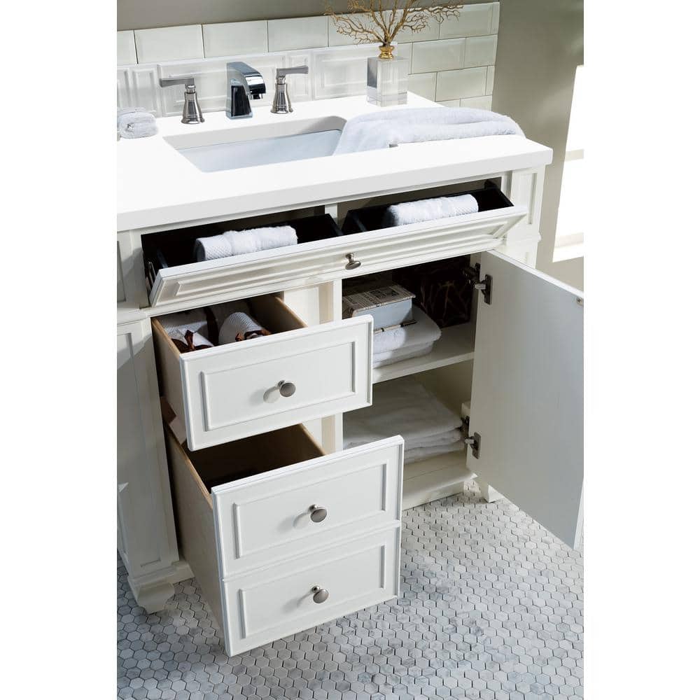 Bright White 36" Freestanding Single Vanity Base with Veneer