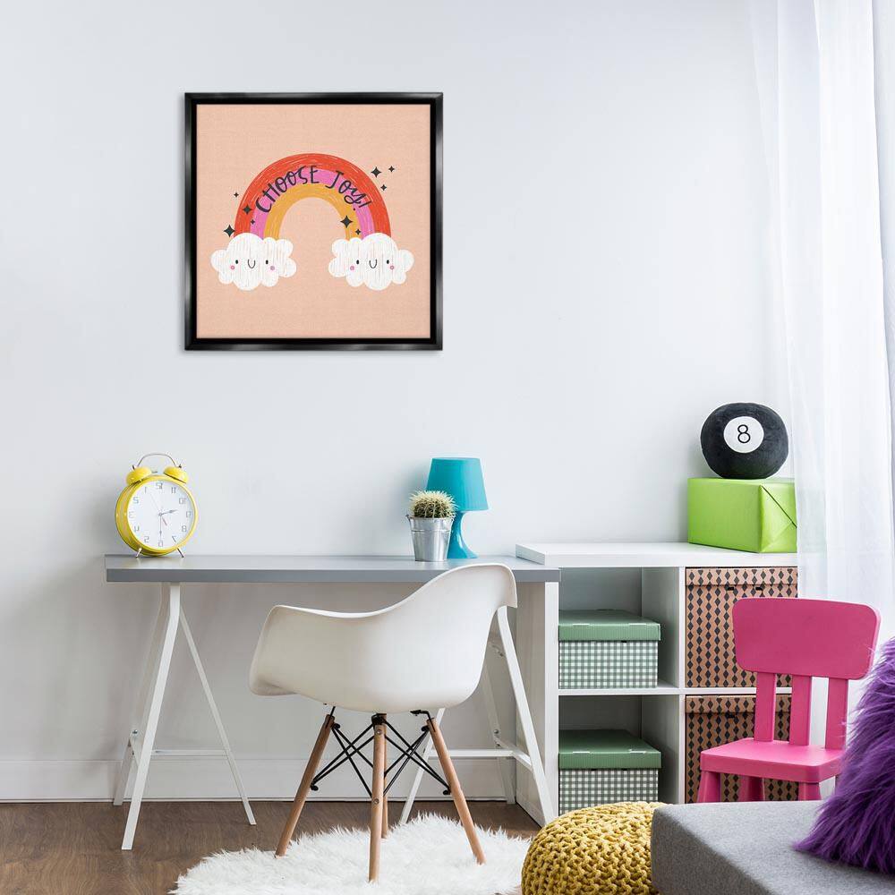 Choose Joy Happy Rainbow by Sarah Hickman Black Floater Frame Typography Graphic Art Print 25 in. x 25 in. price history on PriceWatchPro