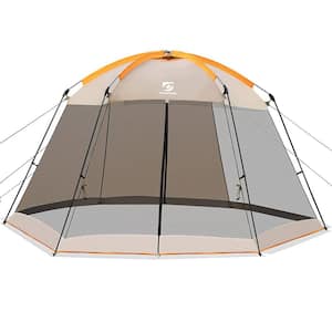 Khaki 8-12 Person Screen House Mosquito Tent with Sidewall for Patios Outdoor Camping Activities