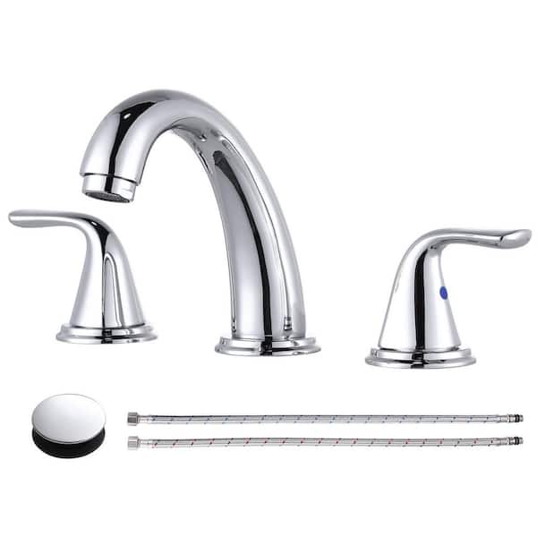 3-Holes 8 in. Widespread Double Handle Bathroom Faucet in Chrome
