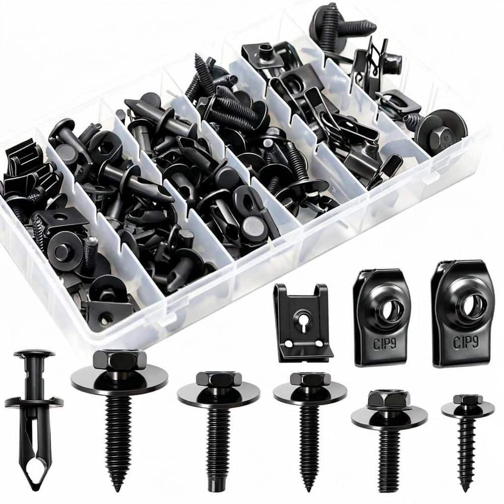 100 Pack U-Nut Clips and Hex Head Automotive Body Fender Bolts Kit, 9 Sizes for Engine Cover, Bumper, Fender price history on PriceWatchPro
