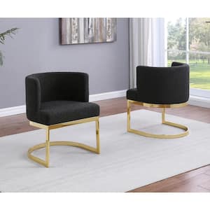 Hart Black Boucle Fabric Side Chair Set of 1 with Gold Chrome Plated Legs