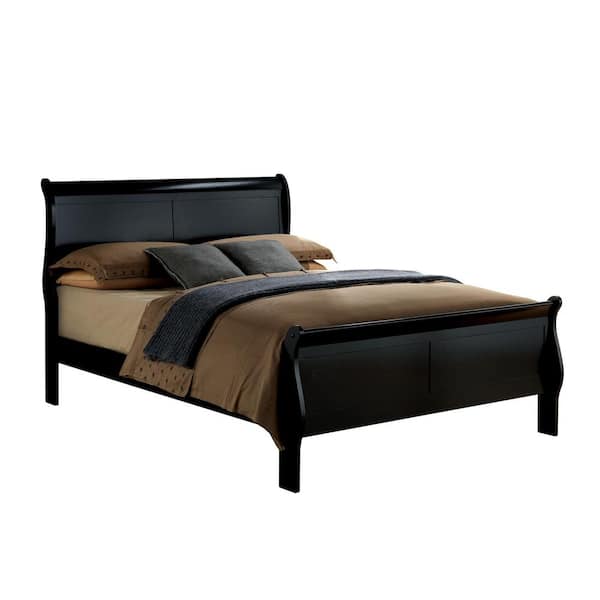 Louis Philippe III Queen Bed in Black finish