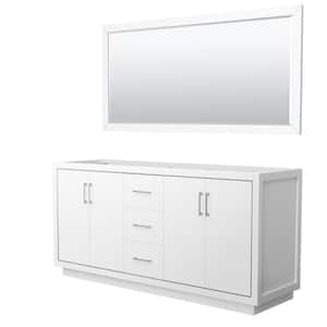 Icon 71 in. W x 21.75 in. D x 34.25 in. H Double Bath Vanity Cabinet without Top in White with 70" Mirror