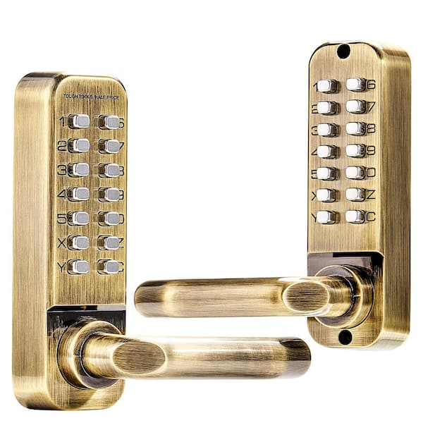Mechanical Keyless Entry Door Lock, 14 Key Mechanical Door Lock for Outdoor Fence, Gold