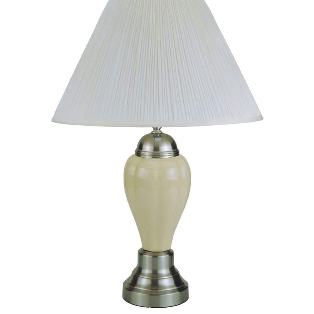 27 in. Silver and Ivory Ceramic Urn Table Lamp with Linen Shade, Classic Elegant Lighting for Living Room and Bedroom price history on PriceWatchPro