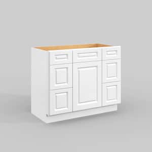 42 in. W x 21 in. D x 34.5 in. H in Traditional White Plywood Ready to Assemble Floor Vanity Sink Base Kitchen Cabinet