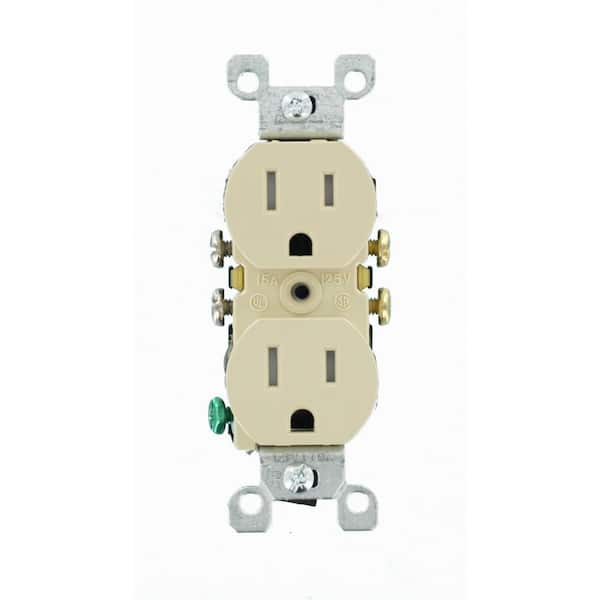 Leviton 15 Amp 125 V Tamper Resistant Duplex Outlet/Receptacle, Ivory (1-Pack) T5320-I