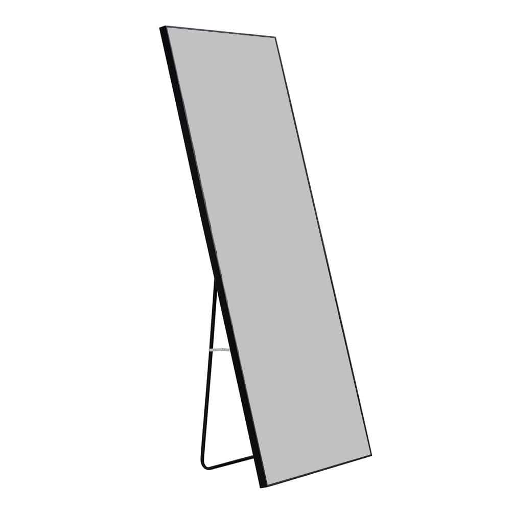 Black 17 in. W x 60 in. H Farmhose Rectangle Glass Framed Mirror Wall Mirro