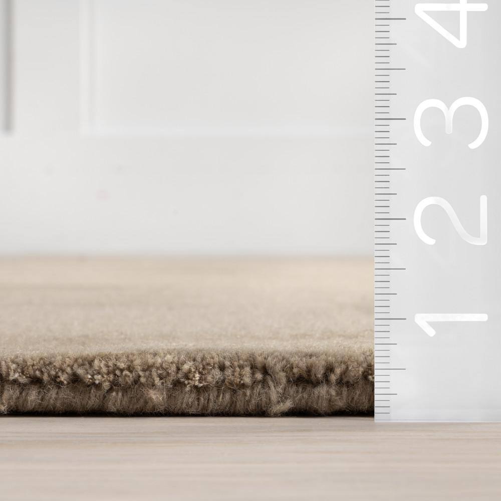 Fawn Wool-Blend Flat Woven Runner Rug with High-Low Border