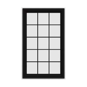 36 in. x 60 in. V-4500 Series Black FiniShield Vinyl Left-Handed Casement Window with Colonial Grids/Grilles