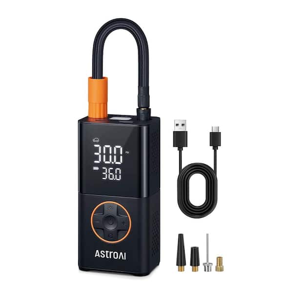 L7 12 Volts 150 PSI Tire Inflator Portable Air Compressor Cordless Bike Pump with Digital Dual Values Display