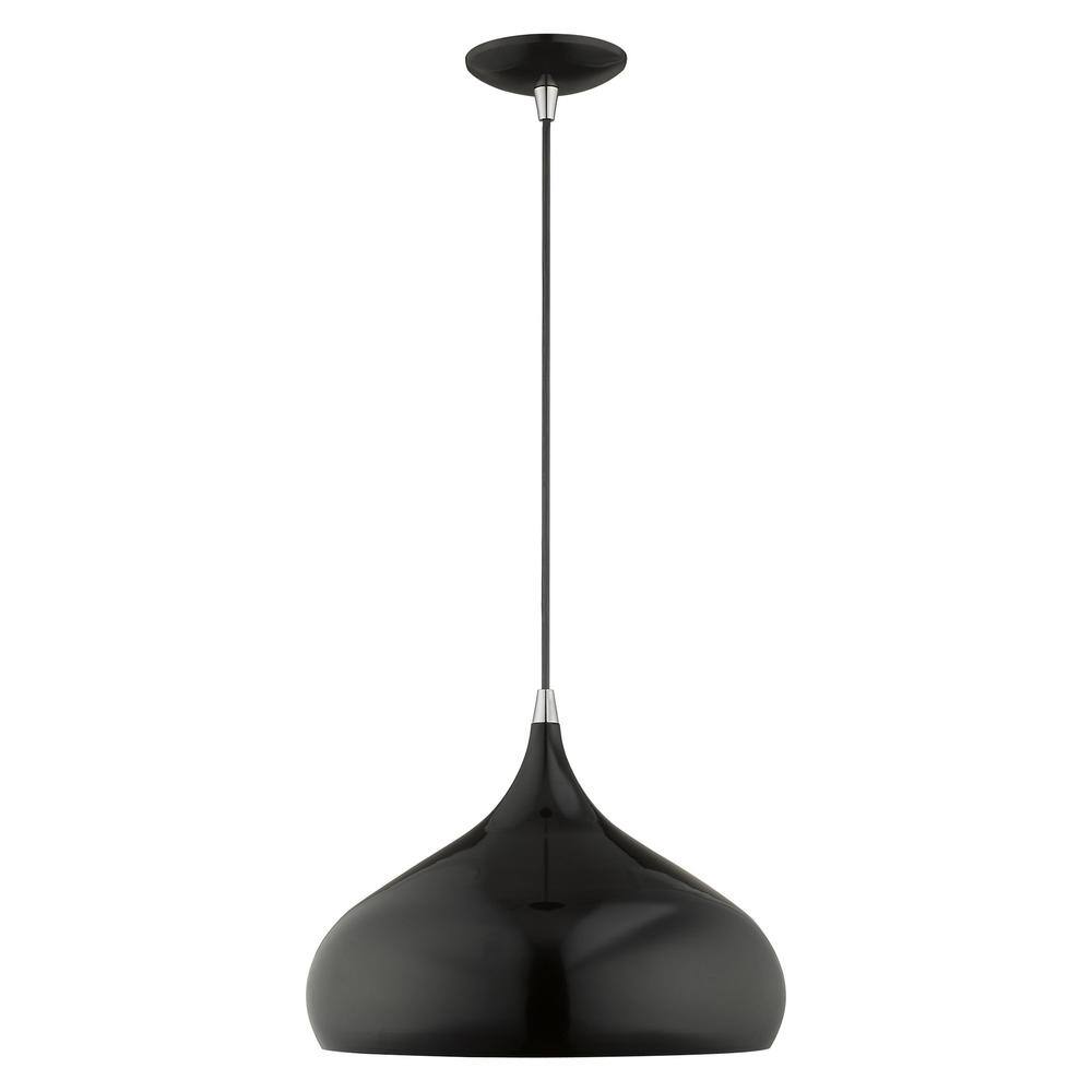 Eclipse Mini Pendant Light in Shiny Black with Gold Accents