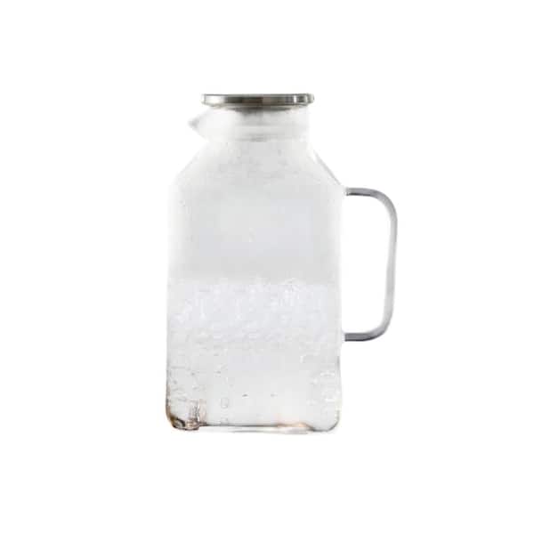 1 Gal. Square Glass Pitcher with Lid, Handle and Spout for Iced Tea, Coffee, Juice, Beverage, Hot and Cold Drink