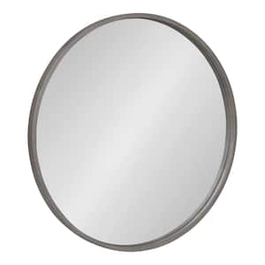 Valenti 28.00 in. H x 28.00 in. W Farmhouse Round Gray Framed Accent Wall Mirror