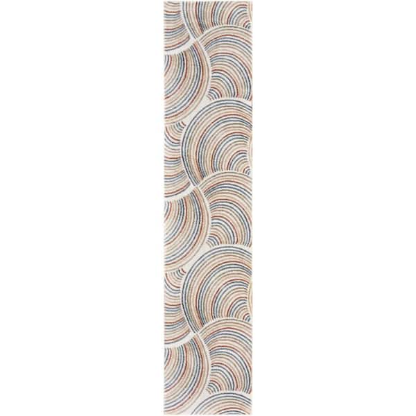 Nourison Astra Machine Washable Ivory Multicolor 2 ft. x 8 ft. All-over design Contemporary Runner Area Rug