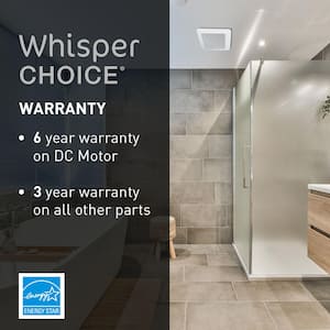 Whisper Choice DC Pick-A-Flow 80/110 CFM Ceiling Bathroom Exhaust Fan with Flex-Z Fast Bracket