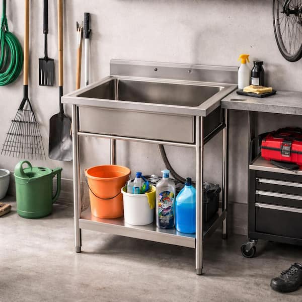 琺瑯バケツ WASHING WATER Garvee 26 x 24 x 40 in. Freestanding Stainless Steel Laundry