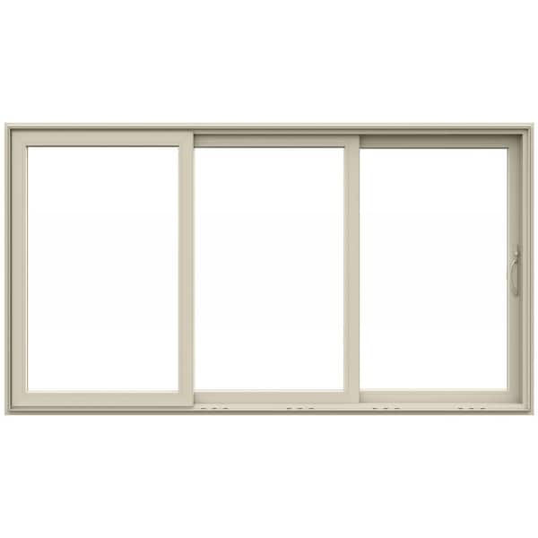 JELD-WEN V4500 Multi-Slide 141 in. x 80 in. Right-Hand Low-E Desert Sand Vinyl 3-Panel Prehung Patio Door