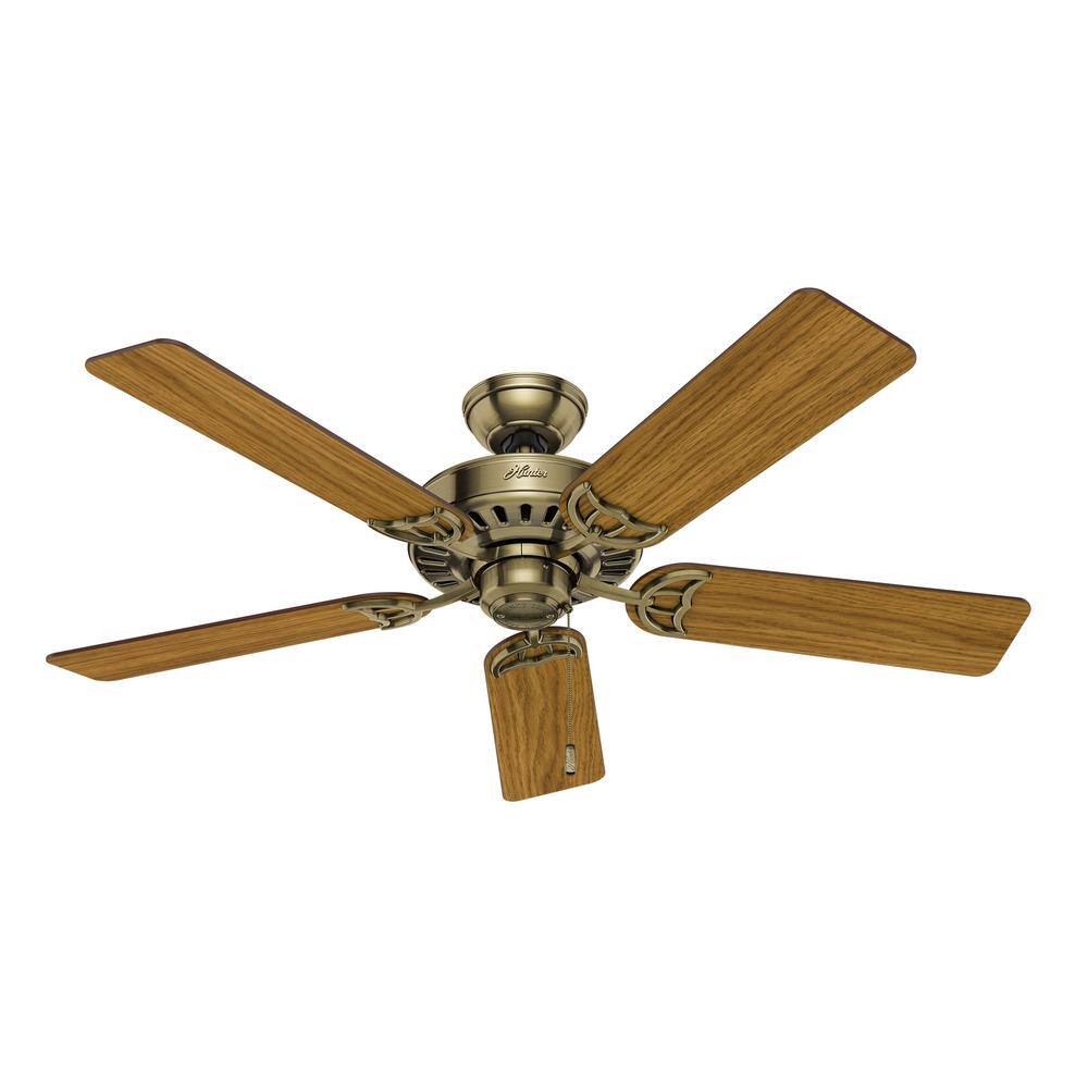 Hunter Studio Series 52" Antique Brass Ceiling Fan with LED Light Kit