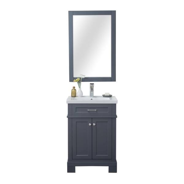 24 in. W x 18.25 in. D x 34.75 in. H Vanity in Gray with