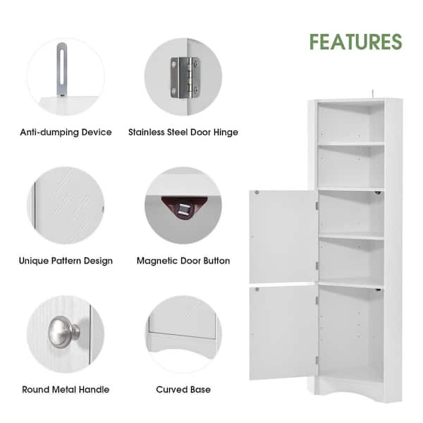 UTEX Corner Storage Cabinet, Bathroom Floor Corner Cabinet with Doors and  Shelves,Free Standing Storage Cabinet for Bathroom, Kitchen, Living