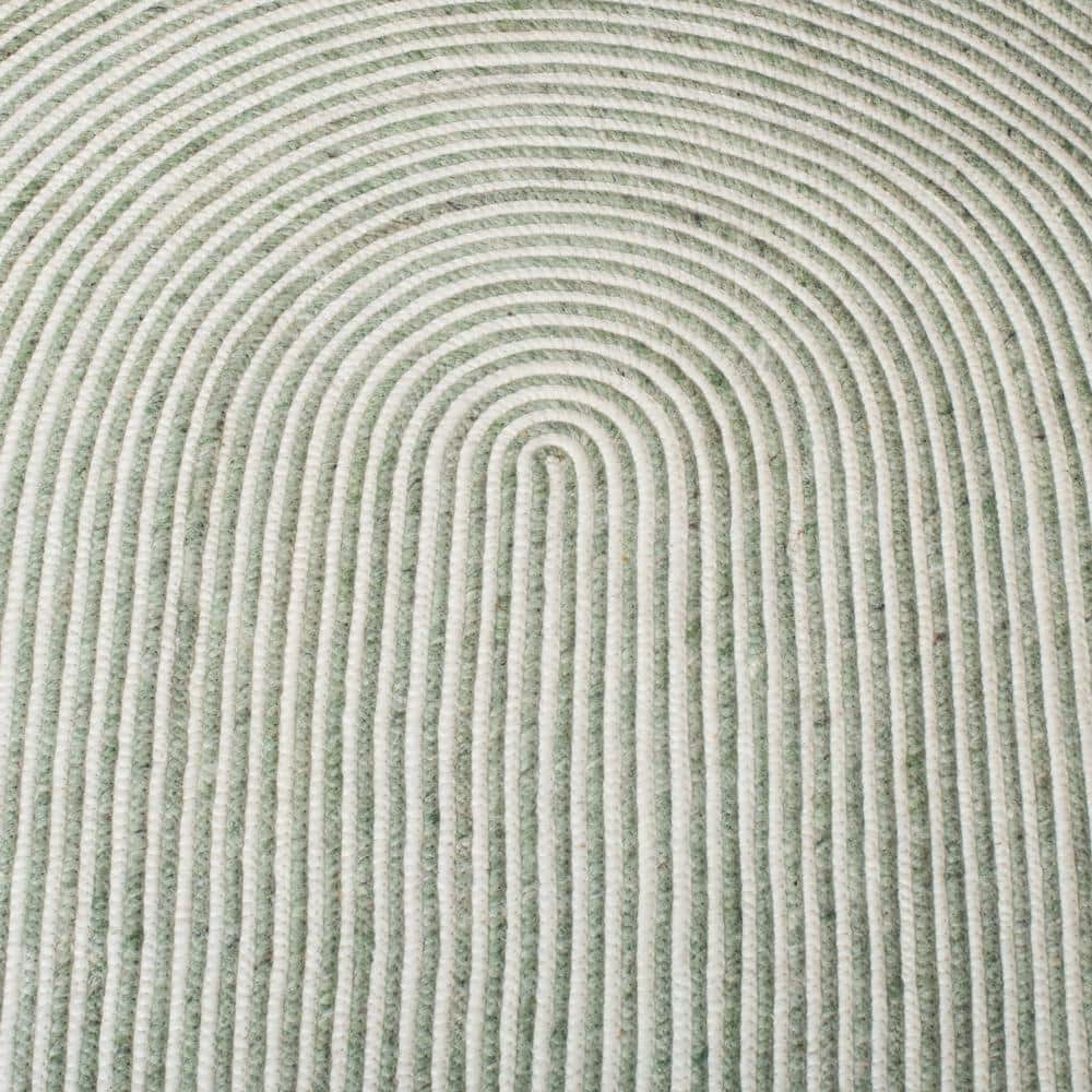 Green and Ivory Braided Wool Oval Area Rug 6' x 9'