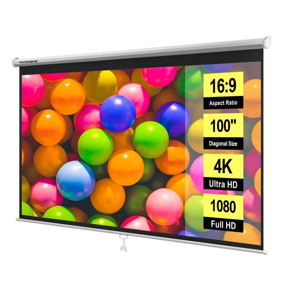 LCDプロジェクター 190mm f/2.9 VIVOHOME 100 in. Manual Pull Down Projector Screen X002CMJAQF