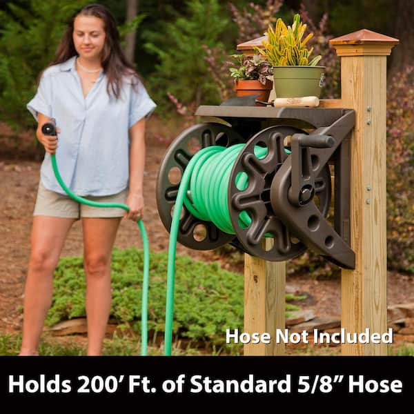 200 ft.  Bronze Resin With Shelf Wall Mounted Garden Hose Reel
