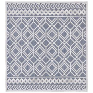 Martha Stewart Gray/Ivory 7 ft. x 7 ft. Square Diamond Trellis Indoor/Outdoor Area Rug