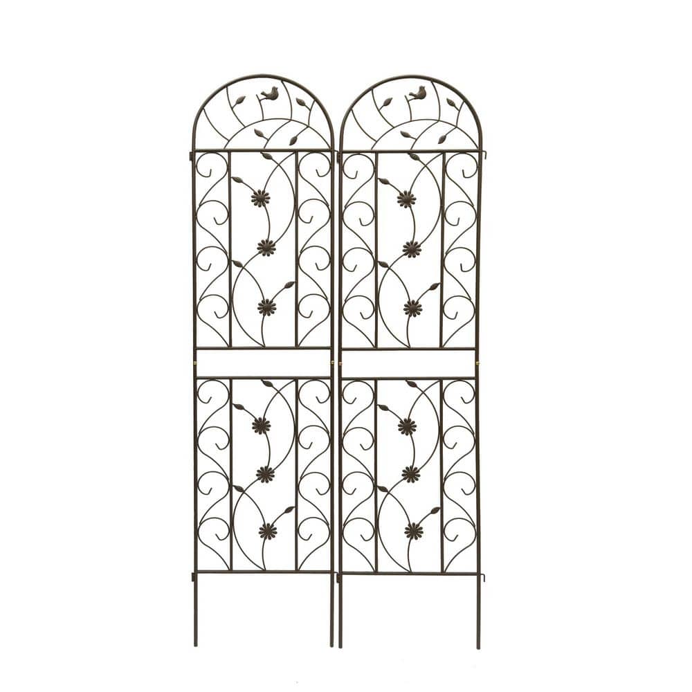 2 Pack 86.7 in. Iron Trellis for Climbing Plants Outdoor Flower Support Bro
