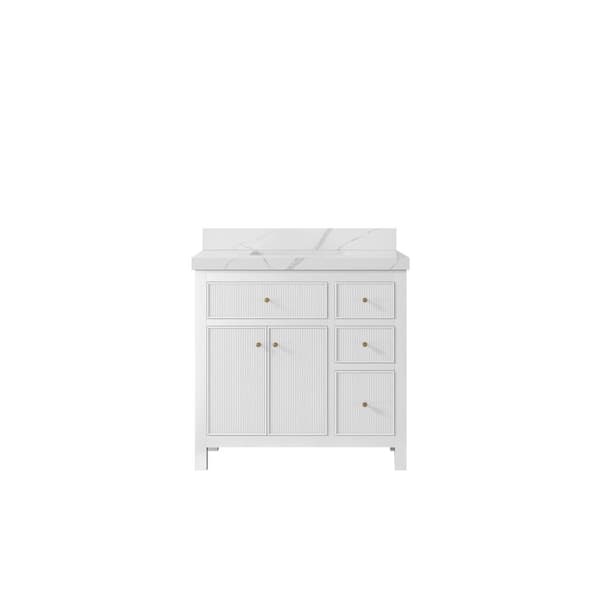 Willow Collections Sonoma 36 in. W x 22 in. D x 36 in. H Single Sink Bath Vanity Center in White with 2" Calacatta Quartz Top