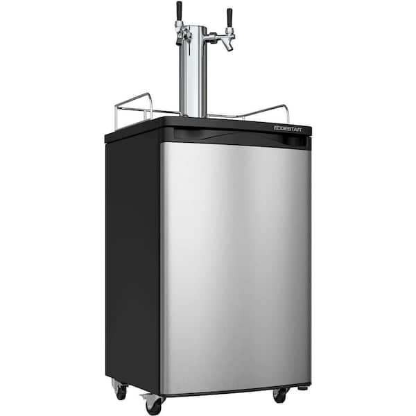 EdgeStar Twin Tap 20 in. Full Size Beer Keg Dispenser with Low Temperature Settings in Stainless Steel