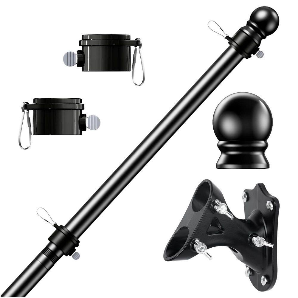 .N/A 1 in. Adjustable Stainless Steel Flag Pole Kit Tangle Free ...