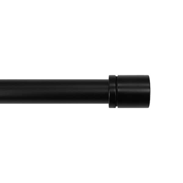 72 in. - 144 in. Telescoping 1 in Single Rod Deco Bracket Kit in Matte Black with Elevated Cap Finial