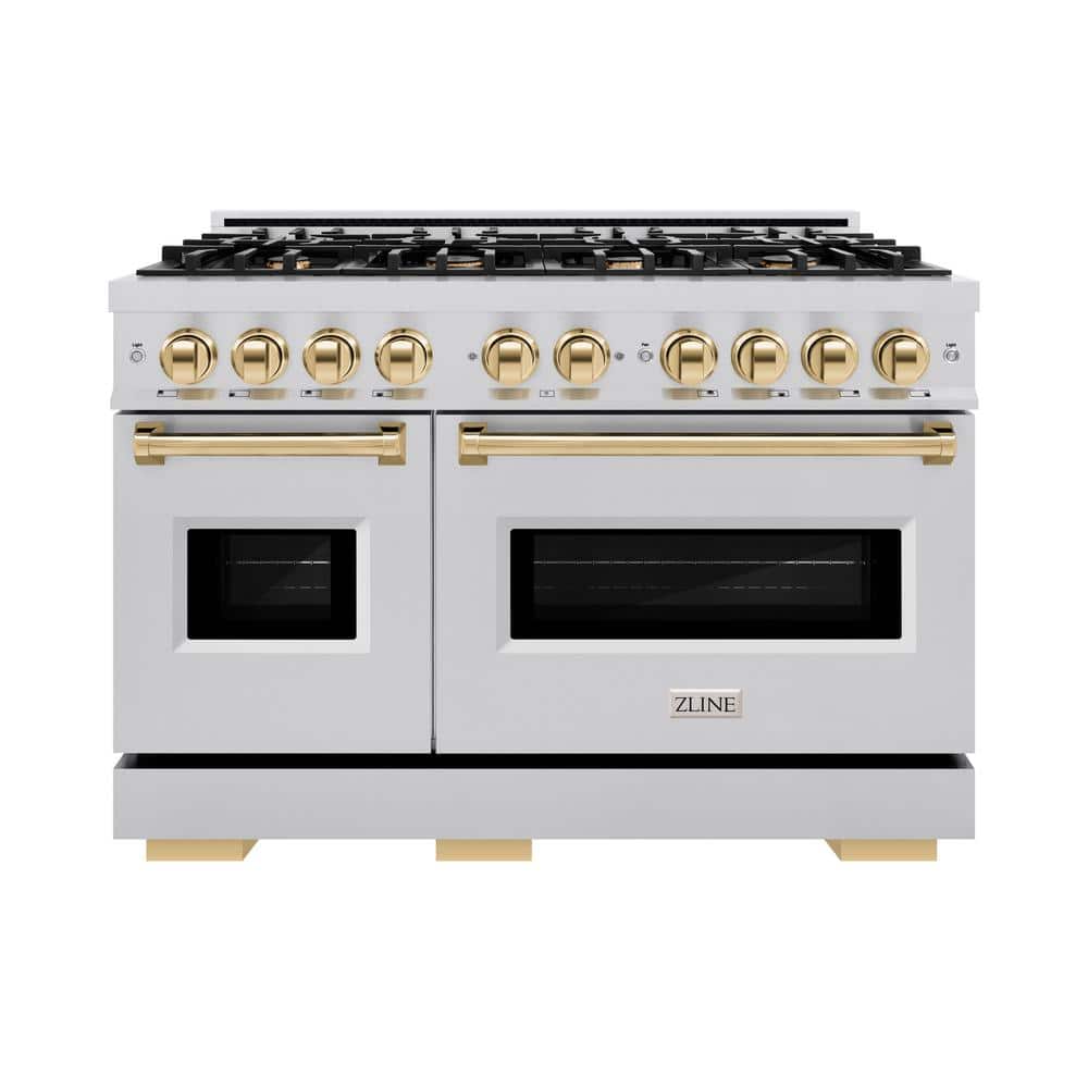 Classic 48 in. 8-Burner Dual Fuel Range with Double Oven in Stainless Steel and Polished Gold price history on PriceWatchPro