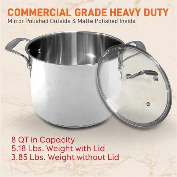 NutriChef Heavy Duty 8 qt. Stainless Steel Soup Stock Pot with Lid (4 Pack)  4 x NCSP8 - The Home Depot