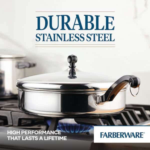 Farberware 3 Qt Durable Stainless Steel Pot with Steamer Insert and Li