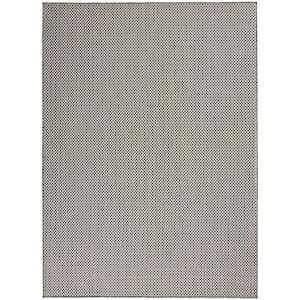 Courtyard Ivory Charcoal 4 ft. x 6 ft. Geometric Contemporary Indoor/Outdoor Patio Area Rug