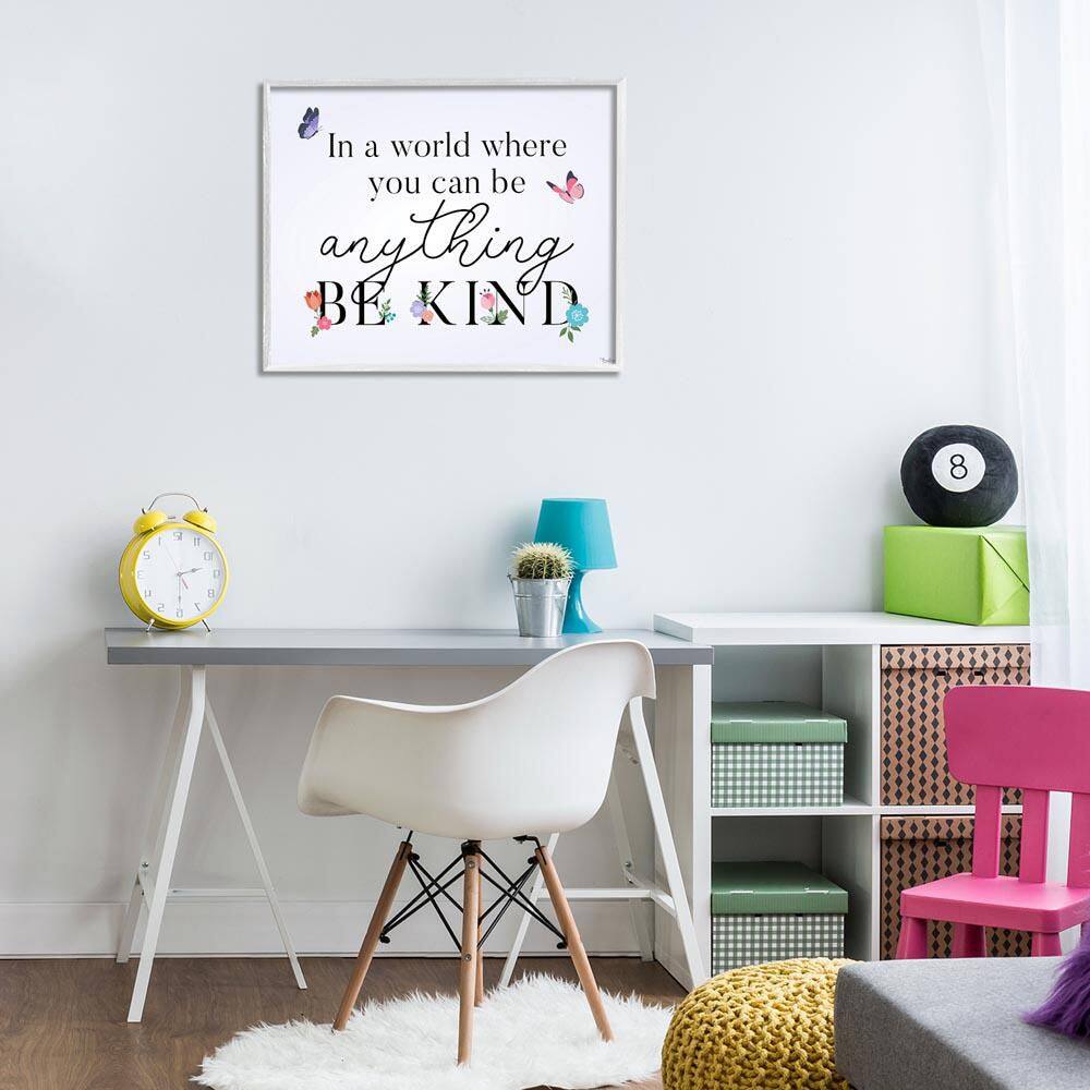 Floral and Butterflies Be Kind by Gigi Louise White Framed Typography Giclee Art Print 24 in. x 30 in. price history on PriceWatchPro