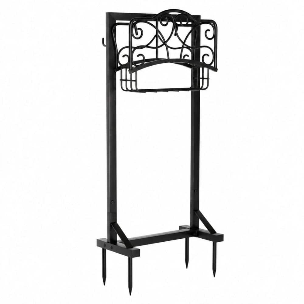 Heavy-Duty Freestanding Metal Garden Hose Holder with Storage Basket and Tool Hooks, Holds 160 ft, 42.1 in Tall price history on PriceWatchPro