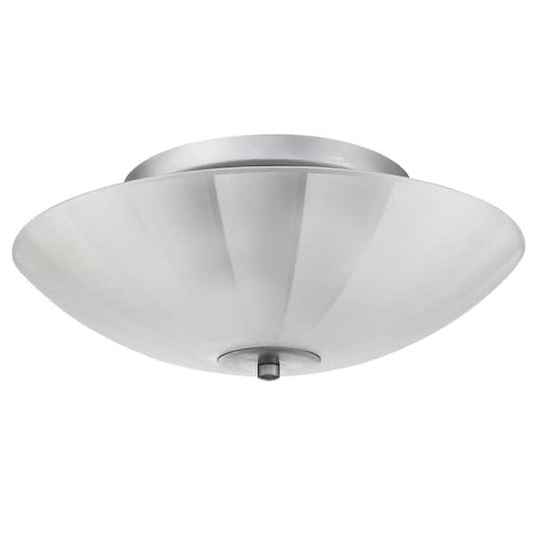 Hukoro 2 lights Semi Flush Mount with silver finish, Silk Screen glass shade，2*E26