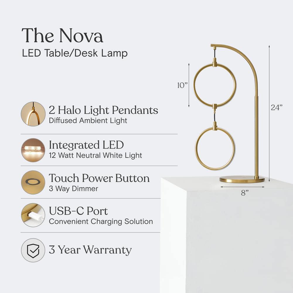 Nova LED Arc Table Lamp with Touch Dimmer for Kids' Nursery - White