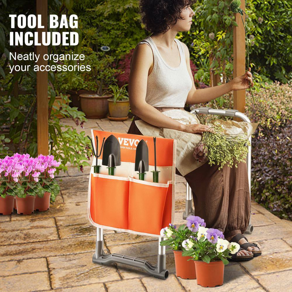 Yellow and Silver Foldable Garden Kneeler and Seat with Tool Bag