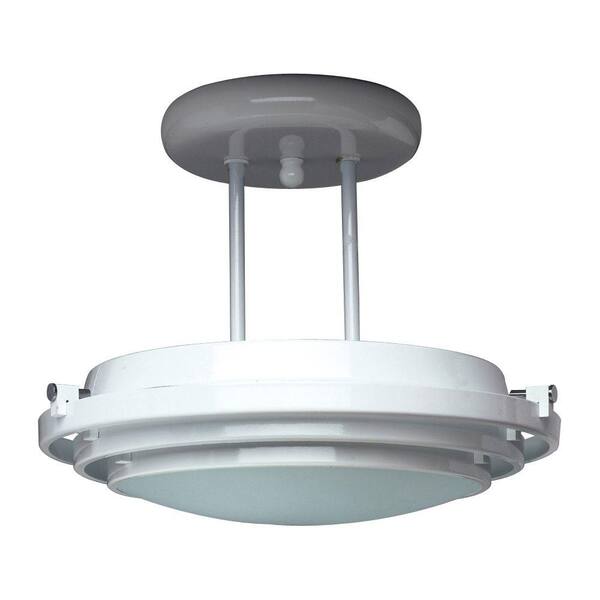 PLC Lighting 1-Light Ceiling Black Semi Flush Mount with Acid Frost Glass