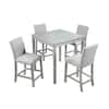 5-Piece Square Gray Wood Top Kitchen Table Set Seats 4 for Small Space