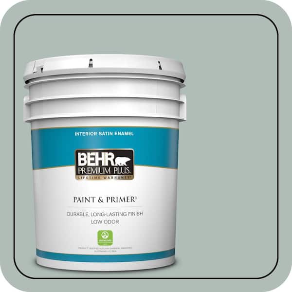 BEHR PREMIUM PLUS 5 gal. Home Decorators Collection #HDC-NT-25 Dew Satin Enamel Low Odor Interior Paint & Primer