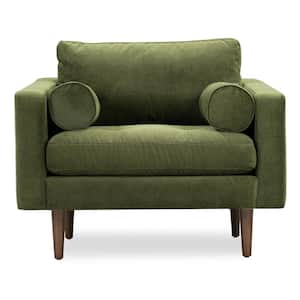 Napa Fabric Lounge Arm Chair in Distressed Green Velvet (Set of 2)