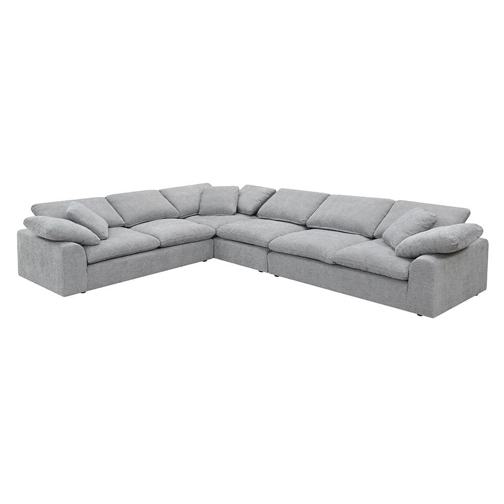 Naveen 44.88 in. Round Arm 3-piece Linen L-Shape Sectional Sofa in Gray Linen -  Acme Furniture, LV01563