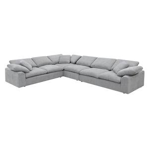 Naveen 44.88 in. Round Arm 3-piece Linen L-Shape Sectional Sofa in Gray Linen